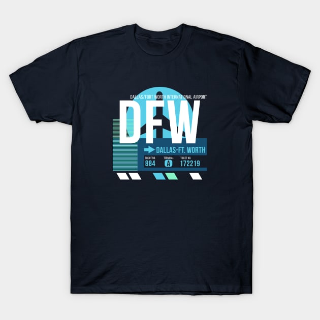 Dallas (DFW) Airport // Sunset Baggage Tag T-Shirt by Now Boarding